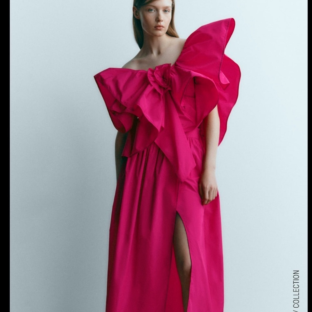 Zara raised rose ruffled asymmetric voluminous top - Picture 12 of 16